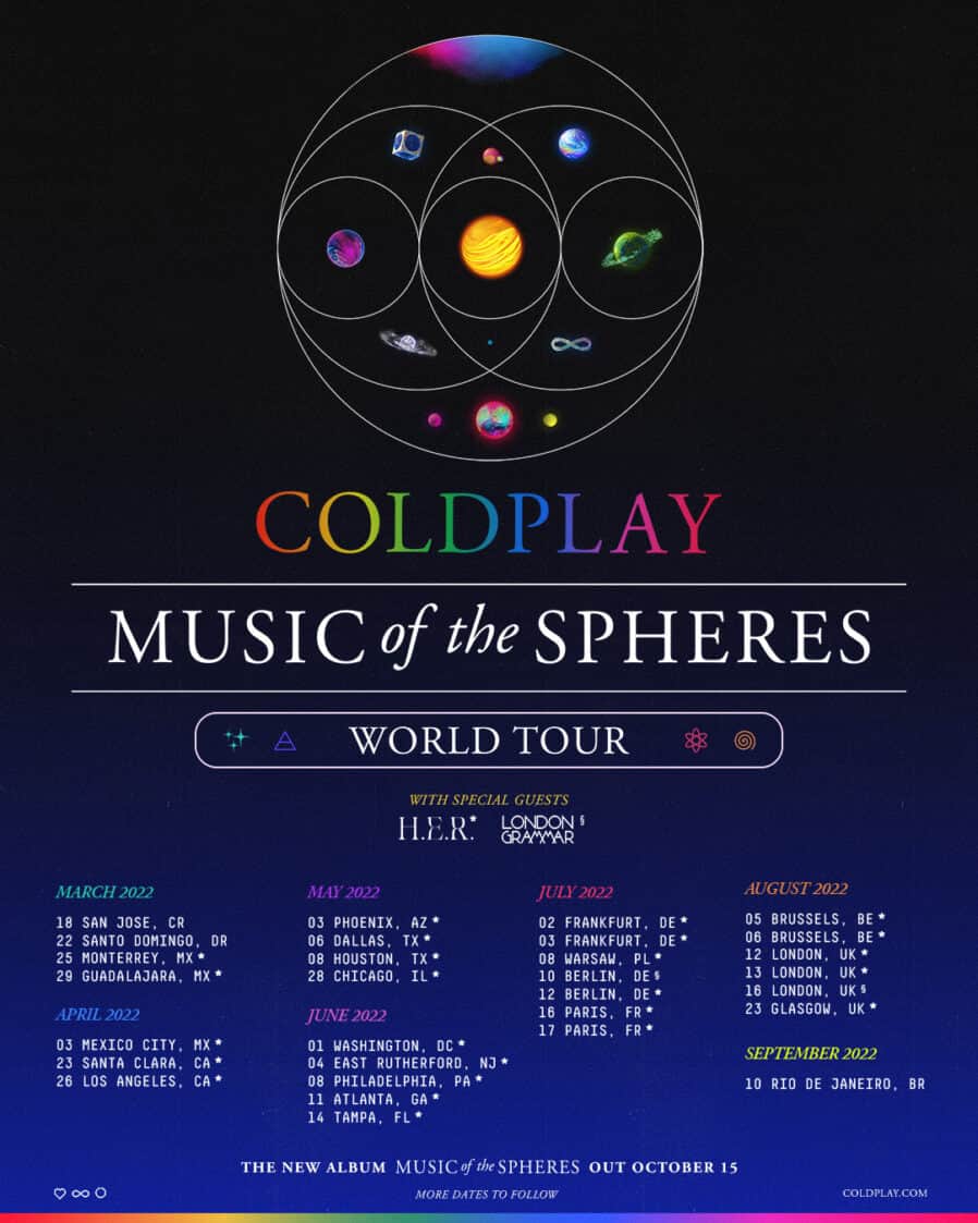 Coldplay announce global stadium tour in 2022