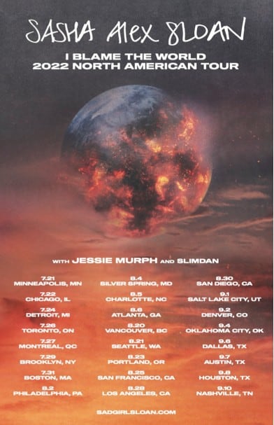 Sasha Alex Sloan announces I Blame The World 2022 North American Tour.