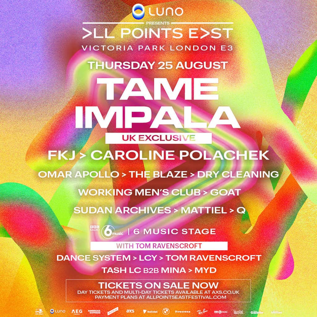 Omar Apollo, Working Men's Club + more added to Tame Impala All Points East show