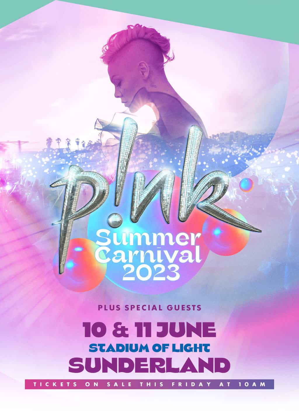 P!nk is back at the Stadium of Light, Sunderland in Summer 2023. P!nk is back at the Stadium of Light, Sunderland in Summer 2023.