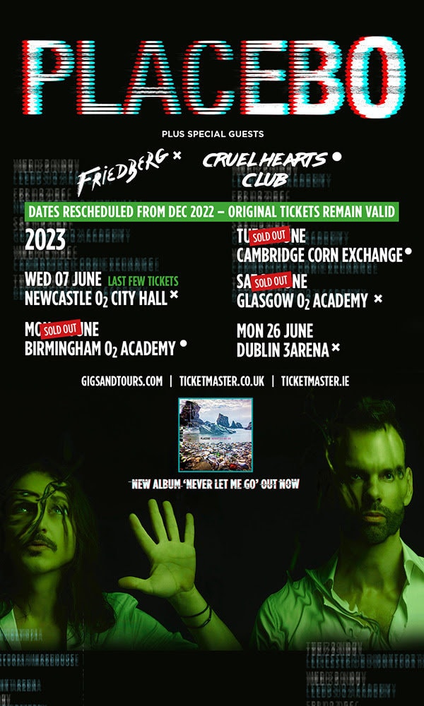 Placebo detail rescheduled UK & Ireland shows - Supports added